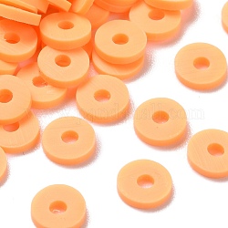 Umweltfreundliche handgemachte Fimo-Perlen, für DIY Schmuck Bastelbedarf, Disc / Flachrund, heishi Perlen, orange, 8x1 mm, Bohrung: 1.5 mm, ca. 10000 Stk. / Beutel