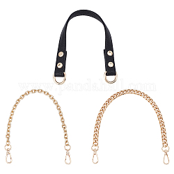 Wadorn 3 pièces 3 style fer câble chaîne sac poignées, avec des sangles de sac en cuir pu, pour les accessoires de remplacement de sac, couleur mixte, 38.3~46 cm, 1pc / style