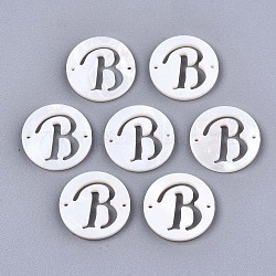 Соединители природных пресноводных раковин, плоские круглые с буквы, letter.b, 14.5x1.5 мм, отверстие : 0.9 мм