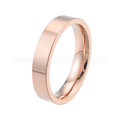 201 anillo liso de acero inoxidable para mujer, oro rosa, diámetro interior: 17 mm