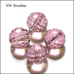 Perles d'imitation cristal autrichien, grade AAA, facetté (96 facettes), ronde, rose, 8mm, Trou: 0.9~1mm