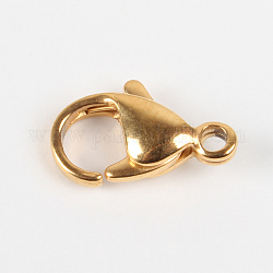 Vacuum Plating 304 Stainless Steel Lobster Claw Clasps, Golden, 12x7x3.5mm, Hole: 1mm
