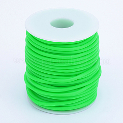 Полая труба ПВХ трубчатый синтетический каучуковый шнур, обернутый круглый белой пластиковой катушке, желто-зеленые, 4 мм, отверстие : 2 мм, около 16.4 ярда (15 м) / рулон
