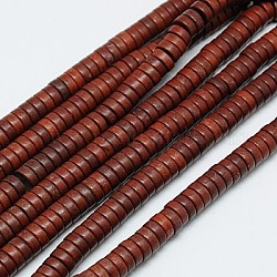Filo di perline turchesi sintetici, perline Heishi, tinto, Rotondo piatto / disco, sella marrone, 8x3~4mm, Foro: 1 mm, circa 110pcs/filo, 15.75 pollice