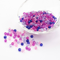 Perlas de vidrio craquelado pintado, mezcla de San Valentín, redondo, color mezclado, 4~4.5x4mm, agujero: 1 mm, aproximamente 400 unidades / bolsa