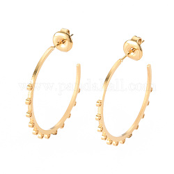 304 Stainless Steel Stud Earring Findings, Ear Wire, with Earring Backs/Ear Nut and Loop, Real 14K Gold Plated, 25x26x1mm, Hole: 1mm, Pin: 0.8mm