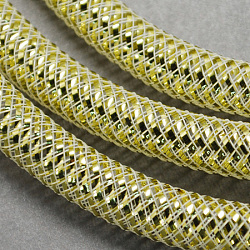 Сетка трубки, пластиковый сетчатый шнур, с золотой жилой, желтое шампанское, 8 мм, 30 ярдов / пачка