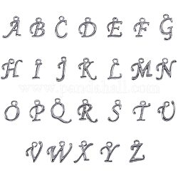 Подвески сплава алфавита, металлический черный, 12~17x4~15x2 мм, отверстие : 1.5 мм