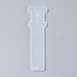 Silicone Bookmark Molds, Resin Casting Molds, Bear, White, 142x39x4.5mm, Inner Diameter: 91x37mm