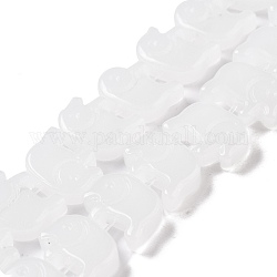 Chapelets de perles en verre transparente  , éléphant, blanc, 10x12x3mm, Trou: 1mm, Environ 45~48 pcs/chapelet, 17.32 pouce (44 cm)