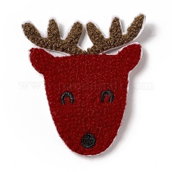 Weihnachten Rentier Stoff Snap Haarspangen, mit Eisenklammern, Haarschmuck für Mädchen, dunkelrot, 66x64x3 mm