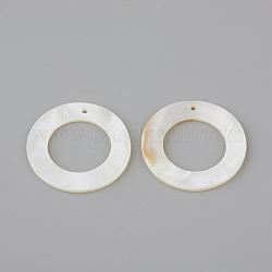 Colgantes de concha de agua dulce, anillo, blanco cremoso, 30x2mm, agujero: 1 mm