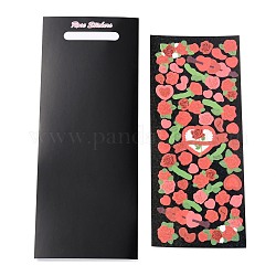 Pegatinas autoadhesivas de papel láser, rectángulo con estampado de rosa, rojo, 19.5x7.6x0.02 cm, pegatinas: 17x7x0.02cm