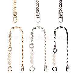 Beadthoven 3 шт. 3 цвета цепочки для ремня для сумок, Железные бордюрные цепи, с пластмассовыми шарнирными застежками-клешнями с жемчугом, разноцветные, 122 см, 1 шт / цвет