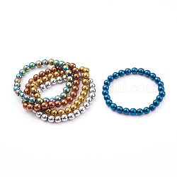 Non magnetici perle ematite sintetico Elasticizzato bracciali, tondo, colore misto, diametro interno: 2-1/8 pollice (5.3 cm), perline:8mm
