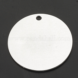 Pendentifs en aluminium, pendentifs découpés au laser, plat rond, estampillage d'une étiquette vierge, couleur d'argent, 50x1.5mm, Trou: 3.5mm