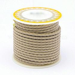 Braided Cowhide Leather Cord, Leather Rope String for Bracelets, Tan, 3mm, about 8.74 yards(8m)/roll