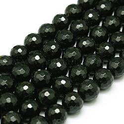 Chapelets de perles en tourmaline noire naturelle, ronde, facette, tourmaline, 6mm, Trou: 1mm, 32 pcs / chapelet, 8 pouce