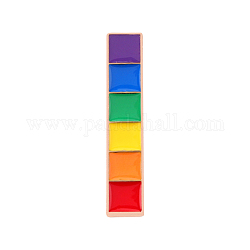 Pin de esmalte rectangular con la bandera del orgullo del arco iris, insignia de aleación para ropa de mochila, oro rosa, colorido, 32.7x4.8mm