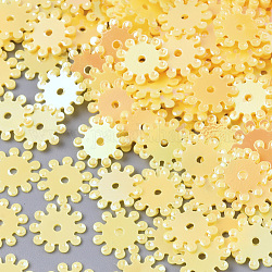 Accessori dell'ornamento, paillette / paillettes in plastica pvc, ab colore, fiore, giallo, 8.5x0.5mm, Foro: 1 mm, circa 20000pcs/500g