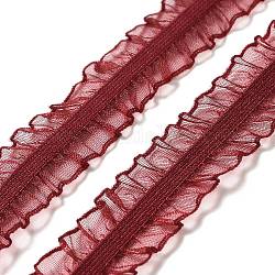 FINGERINSPIRE 10 Yards Double Ruffle Lace Trim FireBrick 3/4 inch Wide Ruffle Stretch Elastic Edging Trim Red Pleated Fabric Lace Ribbon for DIY Dress Headwear Decoration and Gift Wrapping