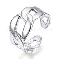 304 anello del polsino aperto a forma di catena di barbazzali in acciaio inossidabile, anello grosso cavo per le donne, colore acciaio inossidabile, misura degli stati uniti 7 1/4 (17.5mm)