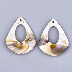 Acrylic Pendants, Imitation Gemstone Style, teardrop, Linen, 41x33.5x5mm, Hole: 1.5mm, about 183pcs/500g