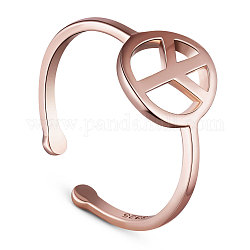 Регулируемое кольцо из стерлингового серебра со знаком мира tinysand, розовое золото , 16 мм