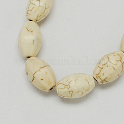 Edelstein Perlen, synthetische Türkis, Oval, weiß, 14x8 mm, Bohrung: 1.5 mm