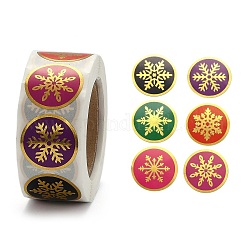Rouleau de noël stickers, 6 autocollants d'étanchéité décoratifs différents modèles, pour les cadeaux de Noël, décorations de Noël, motif flocon de neige, 25 mm, environ 500 pcs / rouleau