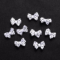 Spot Ribbon Hair Bows, Fabric Material in Polka Dots Design, good for Dress & Hair Jewelry Decoration, White, about 17~18mm wide, 24mm long