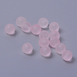 Perles en acrylique transparente, mat, ronde, rose, 8mm, Trou: 1.8mm, 100 pcs /sachet 