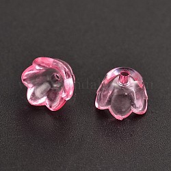 Abalorios de acrílico transparentes teñidos, flor, rosa, aproximamente 10 mm de ancho, 6 mm de espesor, agujero: 1.5 mm, aproximamente 1900 unidades / 500 g