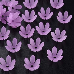 Abalorios de acrílico transparentes, esmerilado, flor, violeta, 19x17x10mm, agujero: 3 mm, aproximamente 764 unidades / 500 g