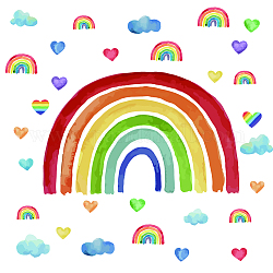 SUPERDANT Rainbow Wall Stickers with Colorful Heart Shape Wall Decals Blue Clouds DIY Wall Art Decor Self-adsive Sticker for Baby Nursery Children Bedroom Living Room Wall Decor