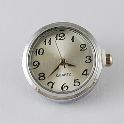 Platinum Plated Flat Round Iron Watch Components, White, 25x22x11~12mm, Knob: 5.2mm