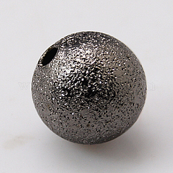 Textured Beads, Brass, Nickel Free, Round, Gunmetal, Size: about 10mm in diameter, hole: 1.8mm
