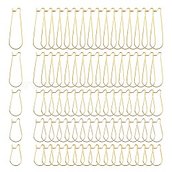 100Pcs 5 Size 304 Stainless Steel Hoop Earring Findings, Kidney Ear Wire, Golden, 21 Gauge, 20~39x11~13.5x0.7mm, Pin: 0.7mm