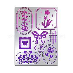 Custom Stainless Steel Cutting Dies Stencils, for DIY Scrapbooking/Photo Album, Decorative Embossing, Matte Stainless Steel Color, Flower Pattern, 19x14cm