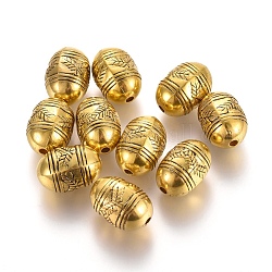 Ccb Kunststoff-Perlen, texturiertes Oval, Antik Golden, 15x10~11 mm, Bohrung: 1.6~1.8 mm