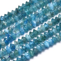 Perline apatite naturale fili, sfaccettato, bicono, cielo blu profondo, 2.5~3x1.5~2mm, Foro: 0.5 mm, circa 250pcs/filo, 14.96 pollice (38 cm)