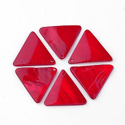 Colgantes de concha de agua dulce, teñido, triángulo, rojo, 23~24x26~28x1.5~2.5mm, agujero: 1.5 mm