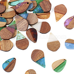 Kit de fabrication de boucles d'oreilles pendantes en forme de larme, y compris les pendentifs en résine et en bois de noyer, crochets et anneaux de saut en laiton, couleur mixte, 112 pcs / boîte