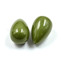 Teardrop Dyed Synthetical Coral Beads, For Half Drilled, Olive Drab, 22x14mm, Hole: 1mm