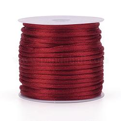 Nylon Cord, Satin Rattail Cord, for Beading Jewelry Making, Chinese Knotting, FireBrick, 2mm, about 10.93 yards(10m)/roll