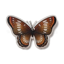 Pendentifs acryliques opaques, avec anneau de saut en fer platine, breloques de papillon, selle marron, 26.8x35.5x4mm, Trou: 5.2mm