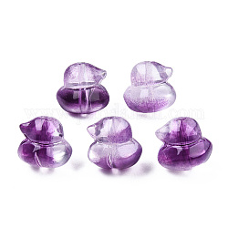 Perlas de vidrio pintado en aerosol transparente, pato, púrpura, 11.5x12x10.5mm, agujero: 1 mm