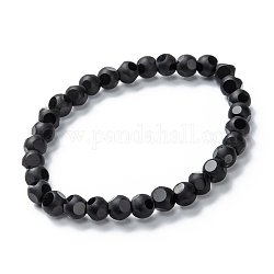 Perle di vetro smerigliato si estendono bracciali, tondo, nero, perline: 4x4~4.5 mm, diametro interno: 2 pollice (5 cm)