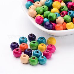 Perles en bois naturel teint, ronde, sans plomb, couleur mixte, 8x7mm, Trou: 3mm