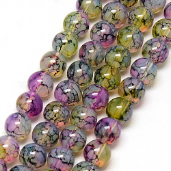 Chapelets de perles en verre peint, imitation opalite, ronde, kaki foncé, 6mm, Trou: 1.3~1.6mm, Environ 133 pcs/chapelet, 31.4 pouce